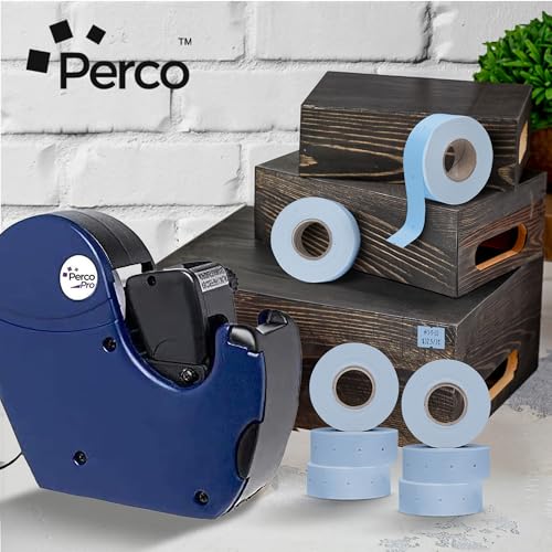 Perco 2 Line Blue Labels - 6,000 Blank Price and Date Gun Labels for Perco 2 Line Price and Date Guns - 8 Rolls, 1 Sleeve - Made in USA - color: Blue, size: 1 Sleeve