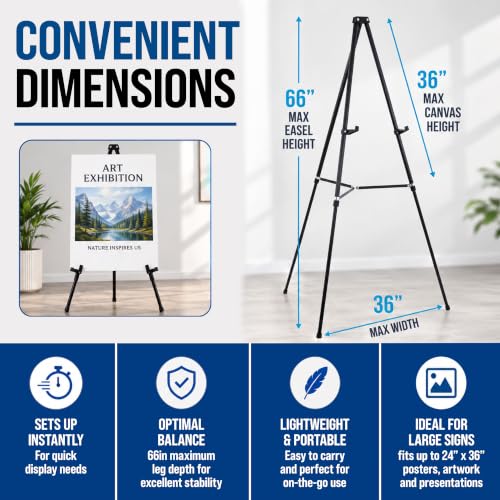 U.S. Art Supply 66" High Black Metal Display Art Easel (10 Pack) - Large