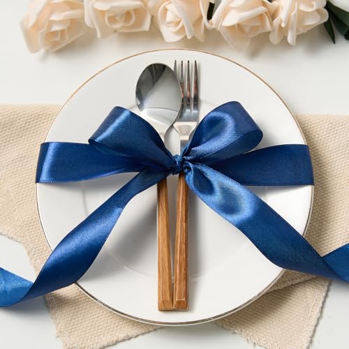 Navy Blue Satin Ribbon 1 Inch x 100 Yards - color: Navy Blue