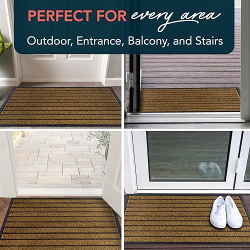 ubdyo Extra Durable Door Mat Outside Entrance (36" x 24", Bright Brown) - color: Bright Brown, size: 36" x 24" (Rectangular)