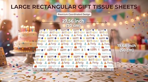 Srashtaa 5-Piece Happy Birthday Gift Bag Set – Extra Large Paper Bag + Golden Wrapping Bag + Greeting Card + Envelope + Tissue Paper | Birthday Gift Bags for Men Women