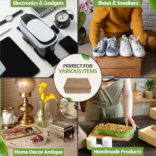 (15 Pack) Cardboard Shoe Boxes – Large 14.625x9.5x5.125 Inch | Heavy Duty Shoe Boxes for Shipping – Corrugated Mailing Boxes w/Self-Locking Lid – Excellent as Replacement Shoeboxes & Gift Packaging