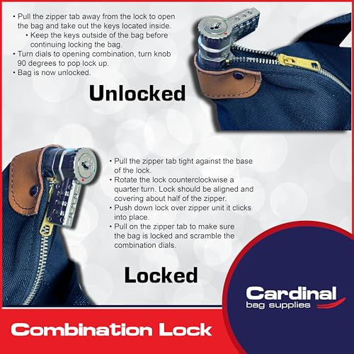 Locking Heavy Duty Courier Bag, 18x18x8 inch - color: Navy Blue