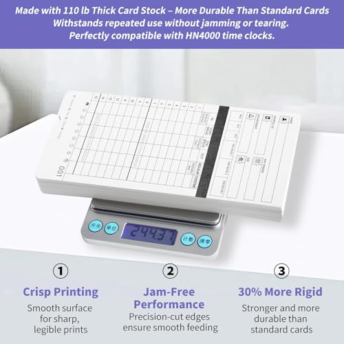 50 Time Cards for uPunch HN4000, HN2000, HN2500, HN4500
