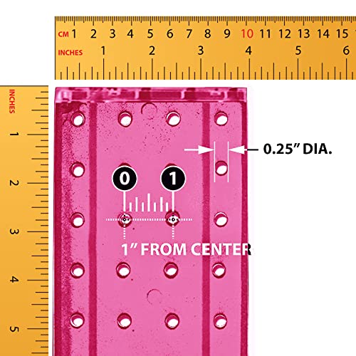 Azar Displays 700220-PNK-2C16 Four-Sided 4”W x 12” Revolving Pegboard Tower Kit Counter Display with 16-Pack of 2 inch Locking Hooks, Pink - color: Pink, style: Pegboard + Hooks