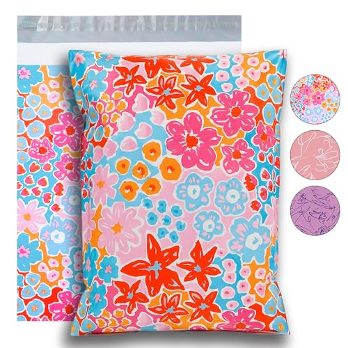 POLYSELLS 100pcs 6x9 Inches Poly Mailers Waterproof & Tear Resistant Mailing Envelopes, Cute Small Business Bags for Clothes, Gifts - Flowers - color: Flowers, size: 6"x9" 100 PCS