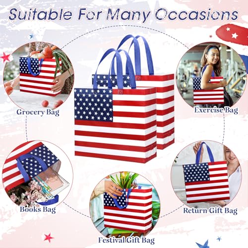 Abbylike 30 Pcs American Flag Gift Bag Patriotic Reusable Non Woven Tote - style: American Flag