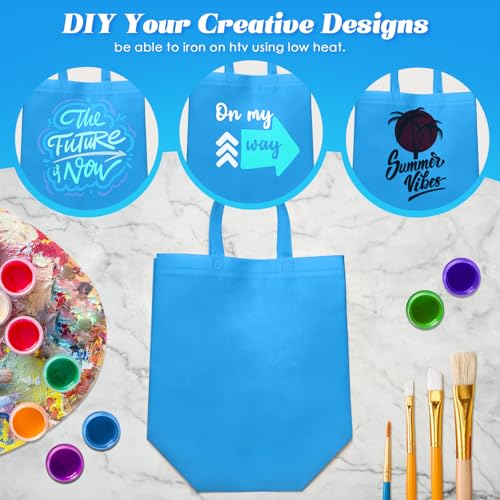 Reginary 100 PCS Non Woven Tote Bags Bulk,Sky Blue - color: Sky Blue