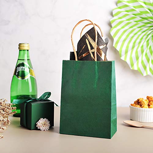 AWELL Mini Dark Green Paper Bag with Handle, 6x4.5x2.5 inch, Pack of 24 - color: 6x4.5x2.5,small size,dark green