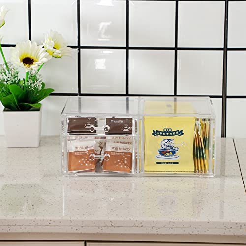 Cq acrylic 1 Pack Clear Stackable Storage Drawers for Vanity,Stackable 3 Drawers Desktop Organizer With Drawers,Cute Desk Storage for Office,Jewelry,Hair Clip,Beauty,Skincare and Make Up Organizers - size: 1 Small Drawer, 1 Medium Drawer, 1 Height Drawer