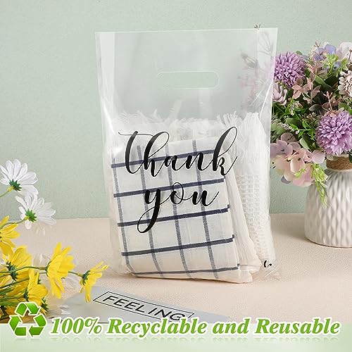 Crtiin 100 Pcs Clear Plastic Thank You Shopping Bags,12 x 15 Inch - size: 12 x 15 Inch