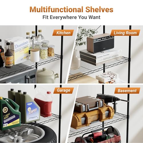 YSSOA Heavy Duty 4-Tier Storage Shelving Unit, 35.83" W x 13.98" D x 53.94" H, 1000 Lbs Loading Capacity, Chrome - color: Chrome, size: 4-Tier, 36"W x 14"D x 54"H