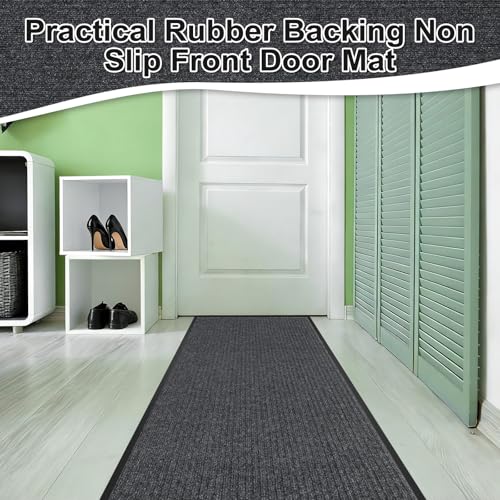 Tinideya 2×6ft Commercial Entrance Mat – Heavy Duty Runner Rug, Anti-Slip, Absorbent, Rubber Backing, High Traffic Indoor/Outdoor Floor Mat for Office, Retail, Restaurant, Lobby, Hallway, Home - size: 6' x 2'