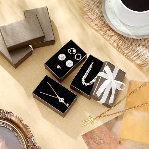 Tenceur 100 Pcs Jewelry Gift Boxes Jewerly Box - color: Dark Brown, size: 3.2 x 2 x 1.2 in