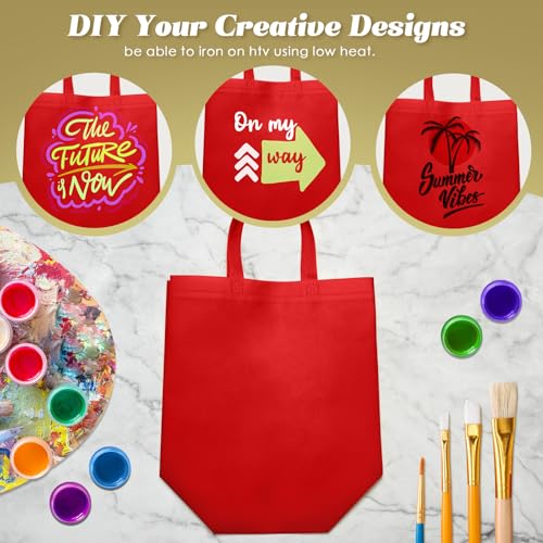 30 Pcs Reusable Tote Bag Bulk with Handle - color: Red