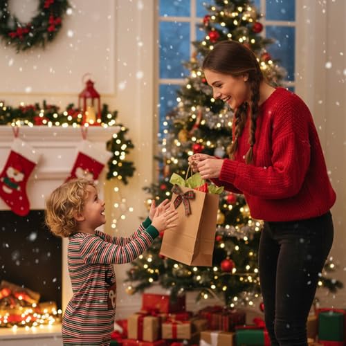 OUTUXED 150pcs Brown Paper Bags, 8x4x10 Kraft Paper Gift Bags with Handles - color: Brown 8x4x10in, size: 1 Count (Pack of 150)
