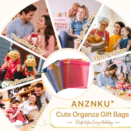 ANZNKU 100PCS Organza Bags 6x9, Black Small Mesh Gift Bags Drawstring Bulk - color: Black