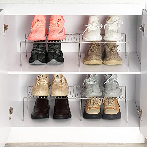 Tomorotec Expandable Kitchen Cabinet Organizer Stainless Steel Shelf Silver - color: Silver-1Pcs