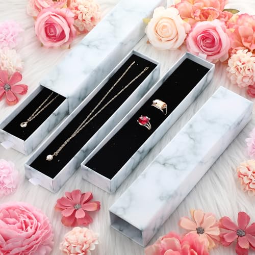 Kenning 36 Pcs Jewelry Gift Box for Necklace Bulk Sliding Drawer - color: Marble