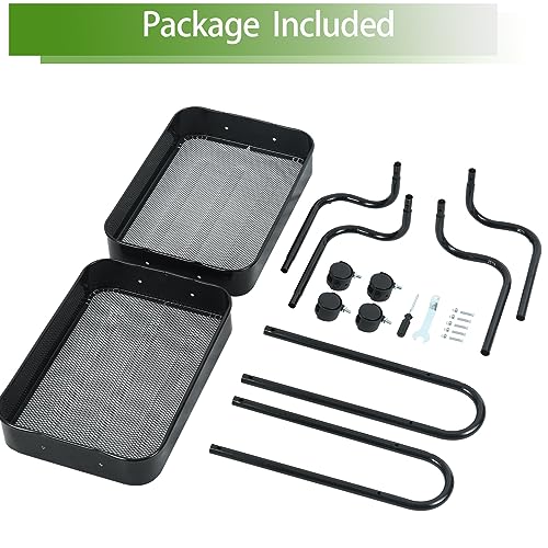 Melody House 2 Tier Metal Mesh Utility Rolling Cart Storage Organizer with Lockable Wheels for Office Kitchen Living Room Laundry Bathroom Black - size: 2 Tier Black