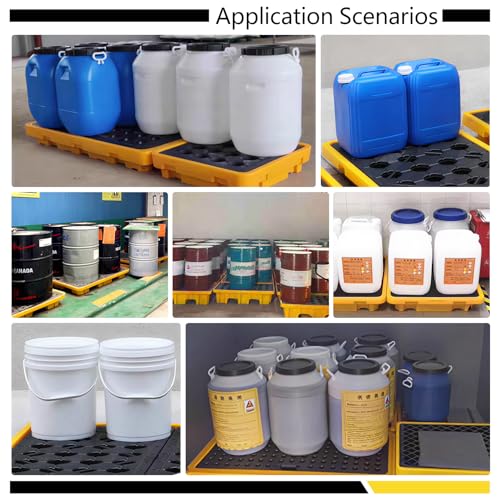 Spill Containment Tray with Drain, Anti-Leak Plastic Oil Tank Spill-Proof Pallet, Industrial Oil Drum Modular Platform,26.4 x 26.4 x 5.9in,1 Drum,2 Pcs - color: 2 Piece, size: 1 Drum