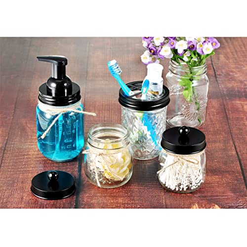 Amolliar Mason Jar Foaming Soap Dispenser Pump, Foam Soap Pump, Black 2Pack - color: Black, size: 2 Pack