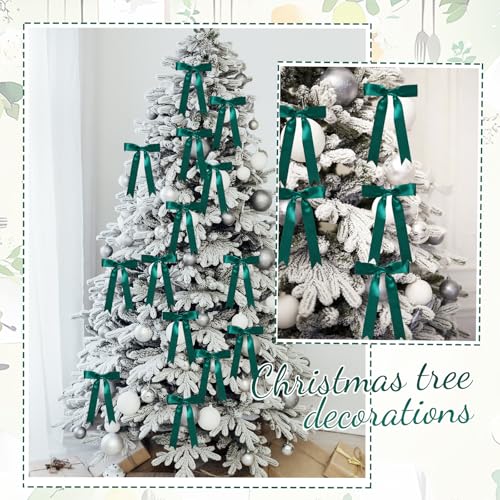 Riceshoot 50 Pcs Satin Ribbon Bows 5x7 Inch Large Twist Tie Bow for Gift Wrapping Champagne Bottle Balloon Treat Bag DIY Craft Gift Wedding Bridal Baby Shower Christmas Birthday Party(Dark Green) - color: Dark Green