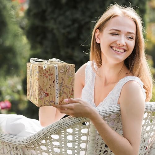 Tyzarglef Wild Flower Wrapping Paper Roll, 17 Inches x 32.8 Feet Kraft Floral Design Wrapping Paper for Women Girls Gifts, Birthdays, Weddings, Bridal Shower and Engagement - color: Floral