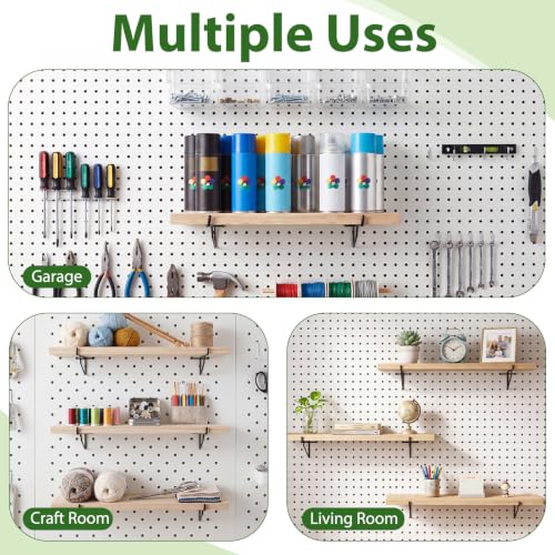 Yaocom 16 Pcs 8" Black Pegboard Shelf Brackets Hooks Metal 1/4 Inch
