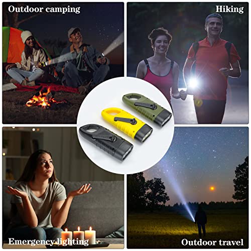 6 Pack Hand Crank Flashlights Solar Powered Flashlight, Green Yellow Black - color: Green Yellow Black