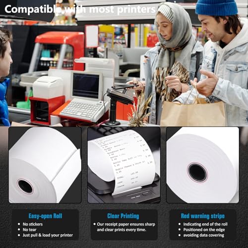 Thermal Paper Rolls 2 5/16 x 400 ft - 12 Rolls BPA Free, Smudge-Proof Cash Register Receipt Paper for Gas Pumps - size: 12 Rolls