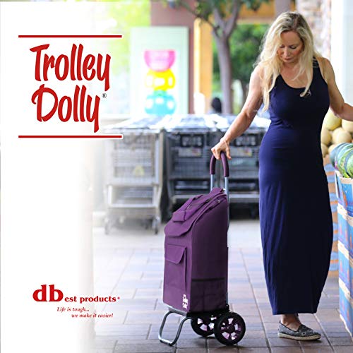 dbest products Trolley Dolly Purple Foldable Shopping cart for Groceries with Wheels and Removable Bag and Rolling Personal Handtruck Standard, 1 unit - color: Purple, style: Cart