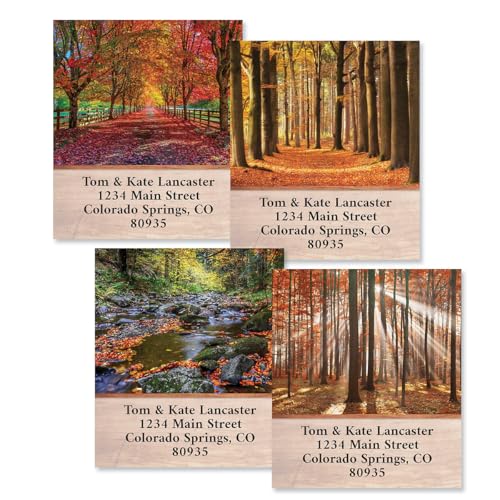 Autumn Brilliance Fall Return Address Labels - Set of 144 1-1/2 by 1-3/4 Inch Self-Adhesive, Flat-Sheet Labels (4 Designs) - style: Autumn Brilliance