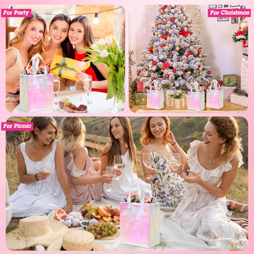 Eccliy 80 Pcs Reusable Gift Bags, Medium, Holographic Pink - color: Holographic Pink, size: Medium