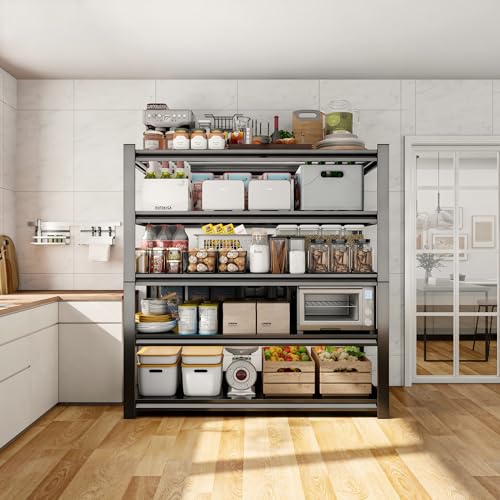 59" W Garage Shelving,5-Tier Heavy Duty Shelving Unit,3000LBS Adjustable Metal Storage Shelves,Storage Rack Units for Industrie,Shed,Warehouse,Basement,Black,59" W x 19.7" D x 72" H - size: 19.7"Dx59"Wx72"H