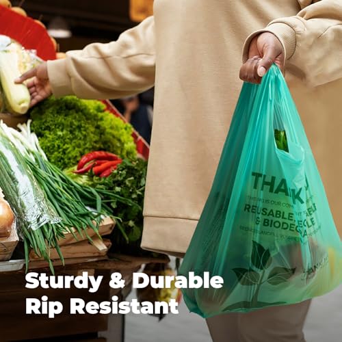 FMP Brands Eco Biodegradable Plastic Grocery Bags with Handles