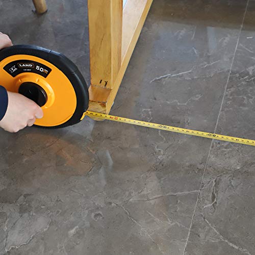 LAND 165FT/50M Fiberglass Tape Measure - Dual-Inch/Metric Scale, Lightweight & Durable, Portable Long Measuring Tape for Construction, Surveying, Landscaping - size: 50 m