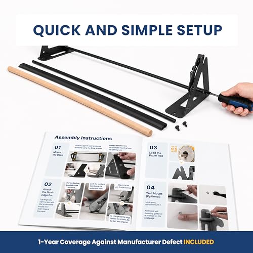 DIY CREW 36 Inch Paper Roll Dispenser and Cutter for Kraft, Butcher Paper - color: Matte Black, size: 36"