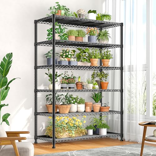 REIBII 6 Tier Metal Shelving, Space Saving & Shelf Adjustable for Kitchen - size: 【6 Tier】75"H X 35"W X 14"D
