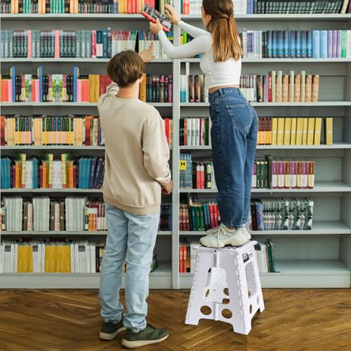 Delxo 16 Inch Folding Step Stool,Foldable Step Stool for Adults White - color: White, size: 16 Inch