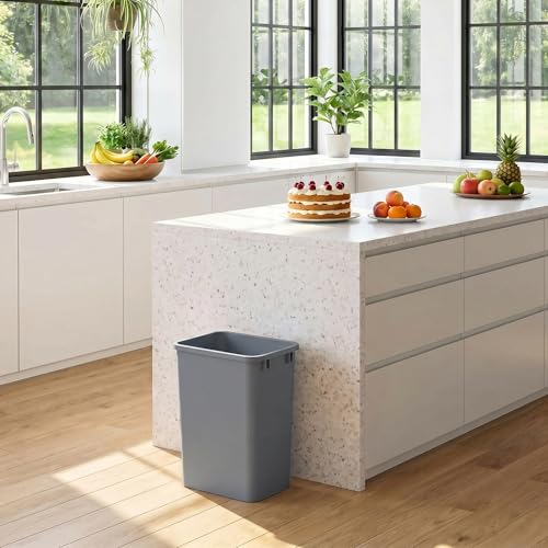 ROOMTEC 35QT Kitchen Trash Can,Lightweight and Sturdy Slim Trash Can,1 Pack - color: Grey, style: 1PCS