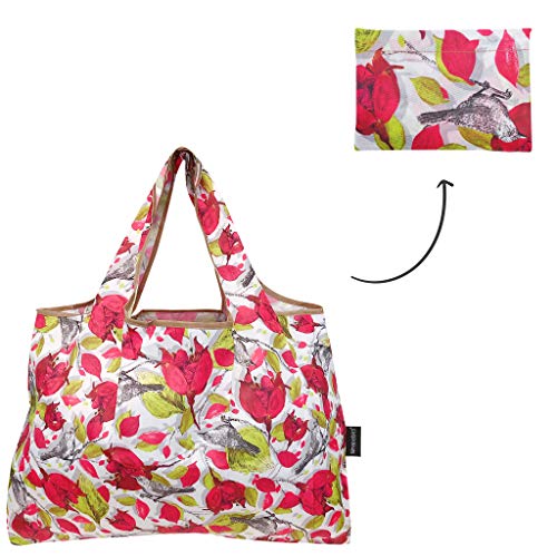alldyrew Large Foldable Tote Nylon Reusable Grocery Bag, 3 Pack - color: English Rose, size: Large