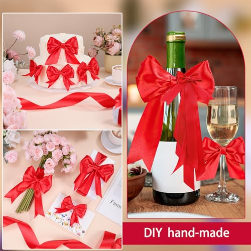 woric Red Satin Ribbon 1.5 Inch 60 Yards for Gift Wrapping - color: Red
