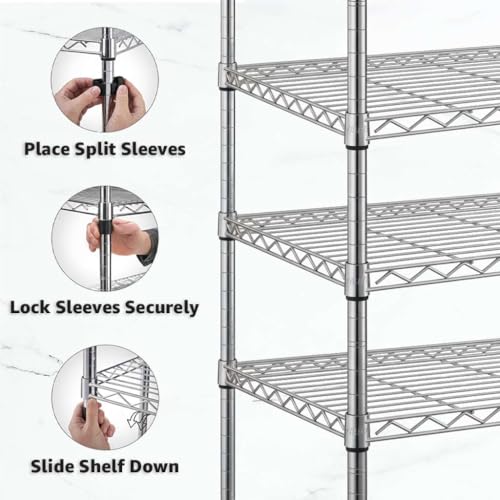 2-Pack 14" x 42" Chrome Additional Wire Shelf for Shelving Units, Replacement Shelves for Wire Rack - size: 14" x 42".