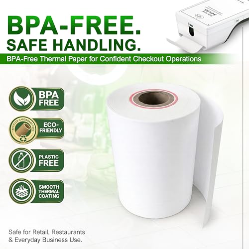 Clover Flex Paper Rolls 2 1/4" x 55’ Thermal Receipt Paper – 30 Rolls Pack - BPA Free POS Printer & Credit Card Machine Compatible C400 C401 C403 C405 C406 - size: 30 rolls