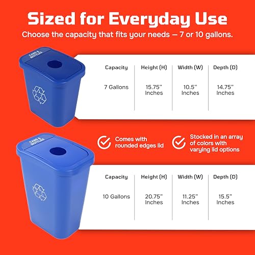 City Box Recycling Plastic Trash Can with Lid for Office - color: Recycle Waste, size: 7 Gallon