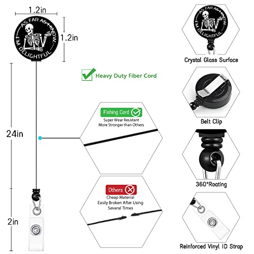 Lanyard, Id Badge Holder,Teacher Card Retractable Reel Xray Skull - color: I'm Delightful