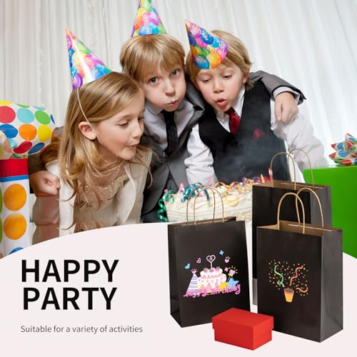 RACETOP Black Kraft Paper Bags 50 Pack 8x4.5x10.8 in with Handles - color: Black 8x4.5x10.8, size: 1 Count (Pack of 50)