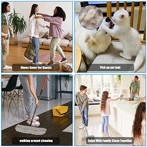 8 Pcs Mop Slippers Socks Floor Cleaning,Microfiber Shoe Covers dust Washable Reusable for Woman Man House Kitchen (Grey) - color: Grey