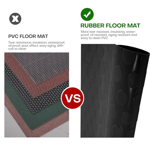 3mm Coin-Grip Rubber Flooring Roll - Easy to Cut Waterproof Anti-Slip Mat, Heavy Duty Floor Protection for Garage, Gym, Stable, Basement, Kennel, 4' x 6' - size: 4 ft x 6 ft x 0.1 in